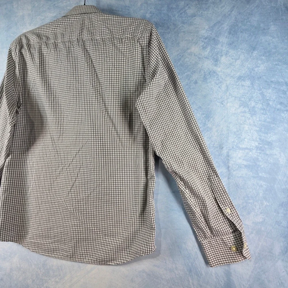 Banana‎ Republic Mens Non-Iron Button Down Shirt Medium Navy White Micro Check